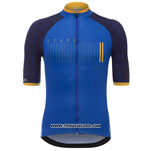 2017 Maillot Ciclismo Asturias Vuelta Espana Bleu Manches Courtes et Cuissard